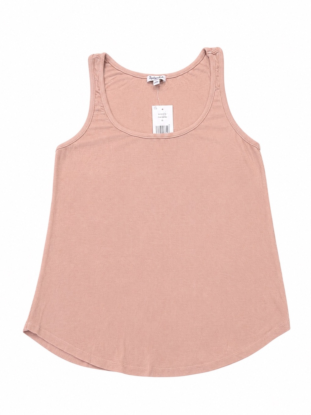 NWT $48 SPLENDID RIBBED SCOOP NECK TANK TOP WOMENS XS PINK BEIGE STRETCH SOFT